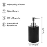 Anko Liquid Soap Dispenser | Stoneware | Bathroom Sanitizer, Lotion, Shampoo Dispenser | Ceramic Handwash Bottle for Kitchen | Soap Dispenser for Wash Basin | Bathroom Accessories | Black | 350 ml